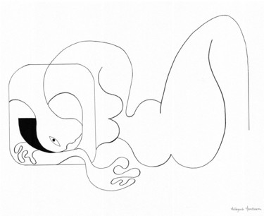 Dessin intitulée "Special Attitude" par Hildegarde Handsaeme, Œuvre d'art originale, Encre