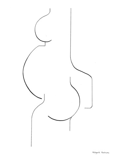 Dibujo titulada "Pregnant" por Hildegarde Handsaeme, Obra de arte original, Tinta
