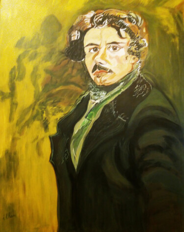 Painting titled "Autoportrait au gil…" by Hilham Balar, Original Artwork, Acrylic