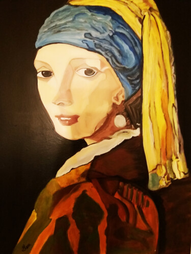 Painting titled "La jeune fille à la…" by Hilham Balar, Original Artwork, Acrylic