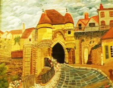 Peinture intitulée "Le château de Chaum…" par Hilham Balar, Œuvre d'art originale, Acrylique