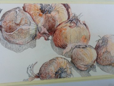 Drawing titled "Red Onions." by Hilary Mullany, Original Artwork, Pastel