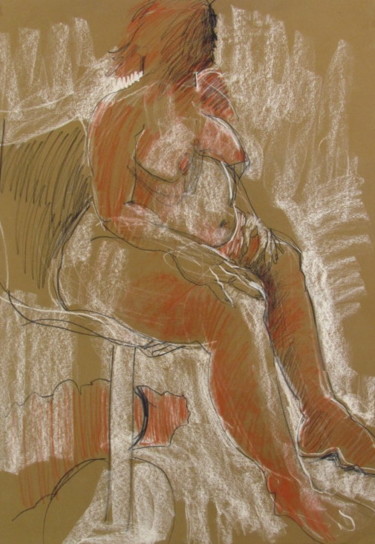 Drawing titled "Girl on an Office C…" by Hilary Mullany, Original Artwork, Pastel