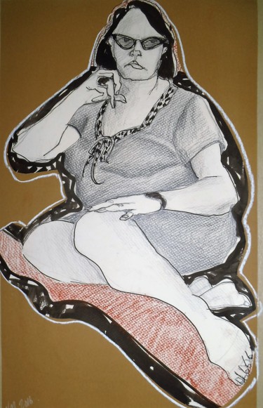 Drawing titled "Thinking." by Hilary Mullany, Original Artwork