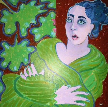 Painting titled "The Green Wrap." by Hilary Mullany, Original Artwork