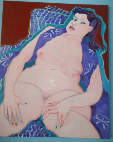Painting titled "Draped Nude." by Hilary Mullany, Original Artwork, Acrylic