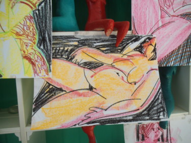 Dessin intitulée "Nude Study 3." par Hilary Mullany, Œuvre d'art originale, Pastel