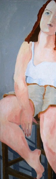 Pittura intitolato "Girl on A High Stoo…" da Hilary Mullany, Opera d'arte originale, Acrilico