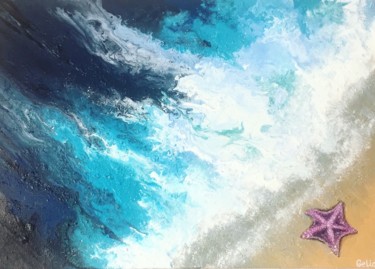 Painting titled "The wave" by Gelia Vasiliadi, Original Artwork