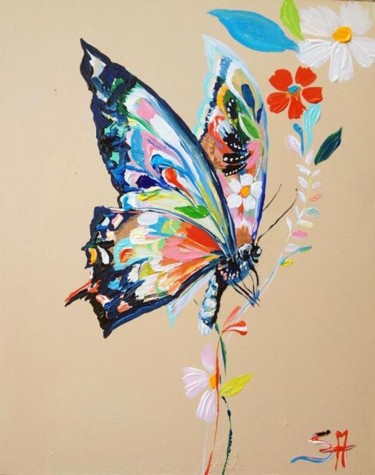 Pintura titulada "butterfly color" por Art World, Obra de arte original, Otro