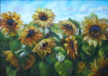 Painting titled "Подсолнухи.sunflowe…" by Kalimullina Elena, Original Artwork, Oil