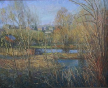 Painting titled "Весна за городом.…" by Kalimullina Elena, Original Artwork, Oil