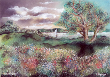 Malerei mit dem Titel "55 Am Vechtesee" von Hipplers-Eberart, Original-Kunstwerk, Pastell