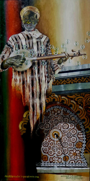 Malerei mit dem Titel "25 Marokkanische Im…" von Hipplers-Eberart, Original-Kunstwerk, Öl Auf Holzplatte montiert