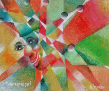 Картина под названием "08 Eulenspiegel" - Hipplers-Eberart, Подлинное произведение искусства, Мел Установлен на Деревянная п…