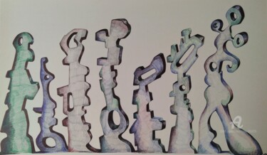 Tekening getiteld "SÉRIE DE 7 MONSTRES…" door Hippo, Origineel Kunstwerk, Balpen