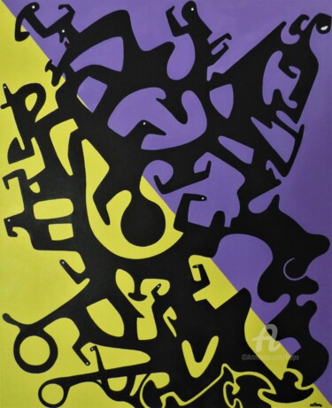 Schilderij getiteld "FORCE INTERIEURE" door Hippo, Origineel Kunstwerk, Acryl