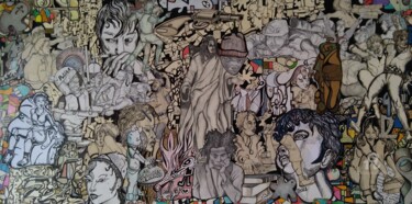 Collages titled "AU FEU, LES HOMMES!" by Hippo, Original Artwork, Collages