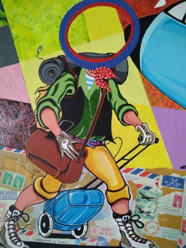 Peinture intitulée "LE DÉPART EN VOYAGE" par Hippo, Œuvre d'art originale, Acrylique