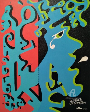 Painting titled "SÉPARATION DIFFICILE" by Hippo, Original Artwork, Acrylic