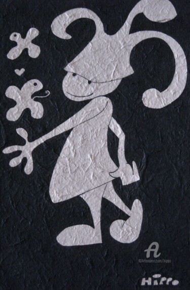 Zeichnungen mit dem Titel "CARTE NUMERO 2 SUR…" von Hippo, Original-Kunstwerk, Tinte