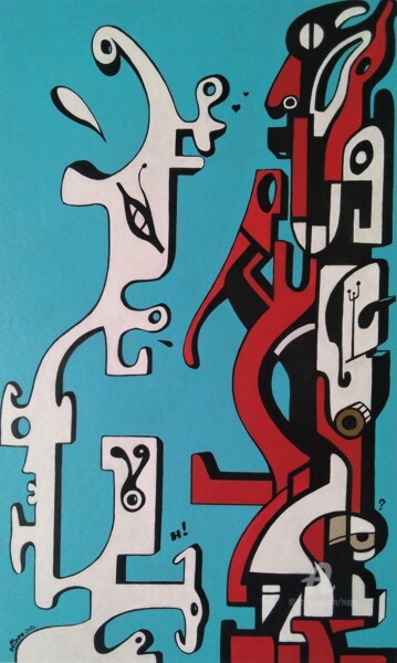 Peinture intitulée "EMBROUILLES ET PLUS…" par Hippo, Œuvre d'art originale, Acrylique