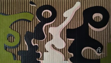 Картина под названием "SIX MONSTRES SUR CA…" - Hippo, Подлинное произведение искусства, Масло