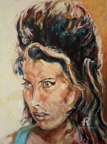 Painting titled "ETUDE PORTRAIT AMY…" by Hippo, Original Artwork, Acrylic