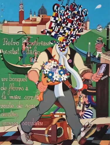 Pintura intitulada "LE VOYAGE EN ITALIE…" por Hippo, Obras de arte originais, Acrílico Montado em Armação em madeira