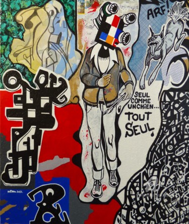 Malerei mit dem Titel "COMME UN CHIEN TOUT…" von Hippo, Original-Kunstwerk, Acryl