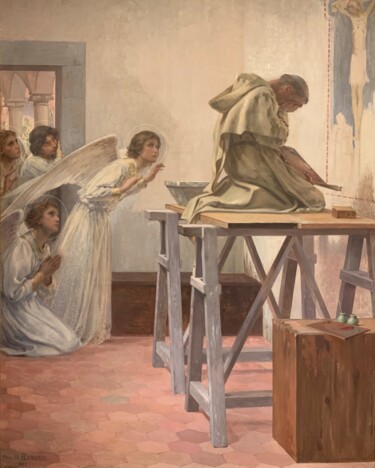 Pintura intitulada "Fra Angelico visité…" por Hippolyte Flandrin, Obras de arte originais, Óleo