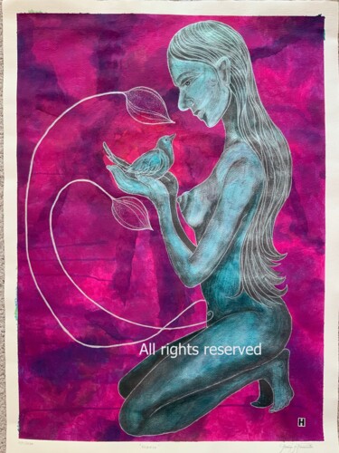Pintura intitulada "Rebirth (C6-21)" por Hiranya R, Obras de arte originais, Aquarela
