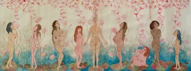 Painting titled "All the Women (C7-2…" by Hiranya R, Original Artwork, Watercolor