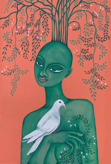 Pintura intitulada "THE LOVE OF DAPHNE" por Hiranya R, Obras de arte originais, Acrílico Montado em Armação em madeira