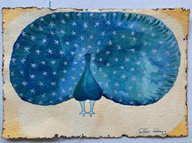 Рисунок под названием "THE PEACOCK" - Hiranya R, Подлинное произведение искусства, Гуашь