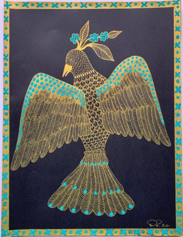 Dibujo titulada "Angel Wings" por Hiranya R, Obra de arte original, Tinta