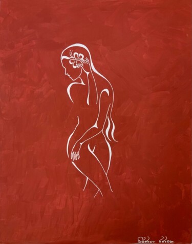 Dibujo titulada "Hibiscus" por Hiranya R, Obra de arte original, Tinta