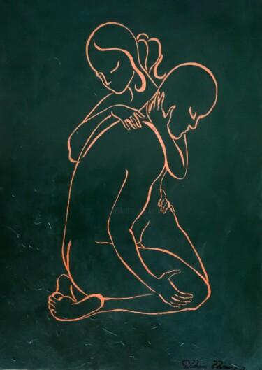 Рисунок под названием "Tropical Lovers" - Hiranya R, Подлинное произведение искусства, Акрил