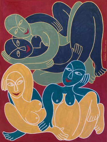 Malarstwo zatytułowany „Lovers Park” autorstwa Hiranya R, Oryginalna praca, Akryl