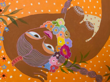Pintura titulada "My Polkadot Summer…" por Hiranya R, Obra de arte original, Acrílico Montado en Bastidor de camilla de made…