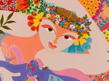 Картина под названием "Lovers by the River" - Hiranya R, Подлинное произведение искусства, Акрил Установлен на Деревянная ра…