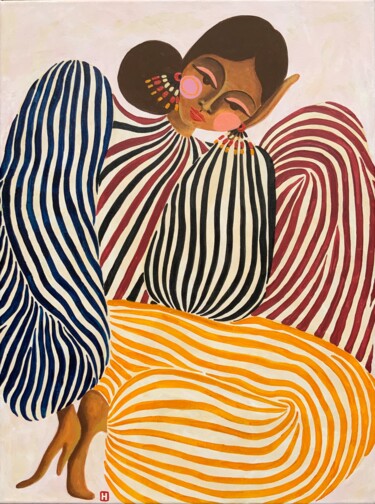 Картина под названием "When Alone" - Hiranya R, Подлинное произведение искусства, Акрил Установлен на Деревянная рама для но…