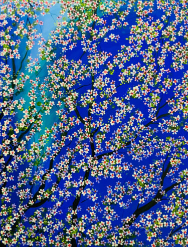 Malarstwo zatytułowany „Night perfume (Tea…” autorstwa Hiranya R, Oryginalna praca, Akryl Zamontowany na Drewniana rama noszy