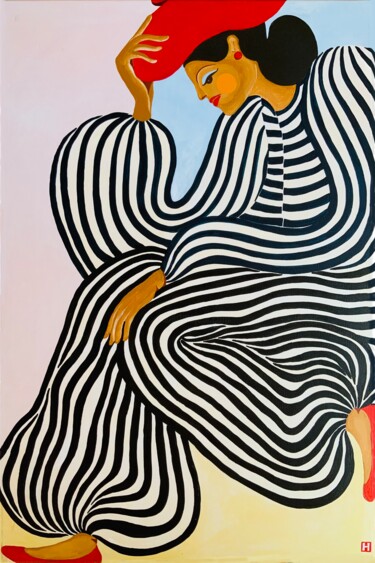 Картина под названием "Oh Paris, I'm alone" - Hiranya R, Подлинное произведение искусства, Акрил Установлен на Деревянная ра…
