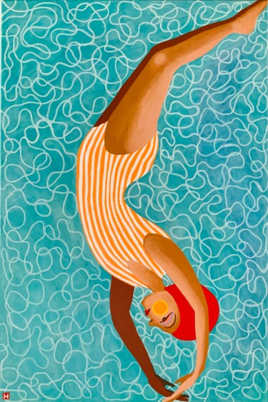 Картина под названием "Not thinking, Just…" - Hiranya R, Подлинное произведение искусства, Акрил Установлен на Деревянная ра…