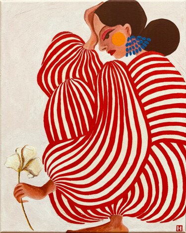 Malerei mit dem Titel "Lost Flower" von Hiranya R, Original-Kunstwerk, Acryl Auf Keilrahmen aus Holz montiert