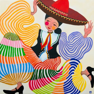 Painting titled "Hola, mi hombre" by Hiranya R, Original Artwork, Acrylic Mounted on Wood Stretcher frame