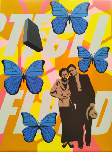 Pintura intitulada "Bonnie Parker and C…" por Hirotaka Suzuki, Obras de arte originais, Acrílico Montado em Armação em madei…