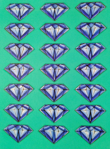 Malerei mit dem Titel "Diamonds (blue)" von Hirotaka Suzuki, Original-Kunstwerk, Acryl
