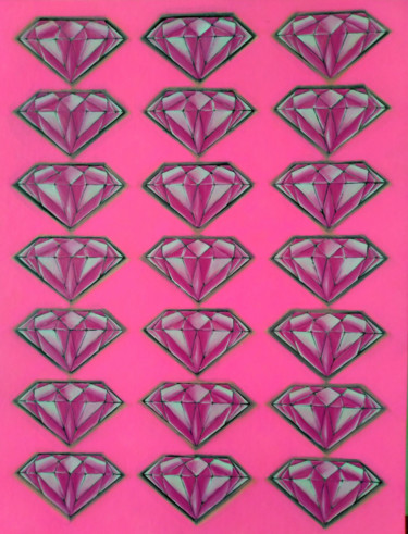 Painting titled "Diamonds (pink)" by Hirotaka Suzuki, Original Artwork, Acrylic